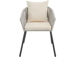 Juskys Gartenstühle|Rope Stühle 2er Set mit Sitz und Rückenkissen