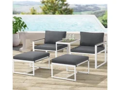 Sofa Set Gartenmöbel Bari mit Bezügen in Dunkelgrau*Juskys