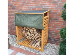 Promadino Kaminholzregale|Kaminholzregal Speyer Honigbraun mit Wetterschutz