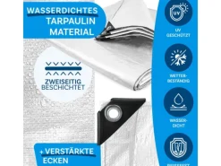 Karat Pool Abdeckung|Abdeckplane Wasserdichte Plane mit Ösen Schutzplane 80 g/m² 1,5 x 6 m