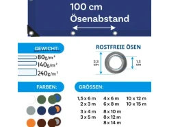 Karat Pool Abdeckung|Abdeckplane Wasserdichte Plane mit Ösen Schutzplane 80 g/m² 2 x 3 m