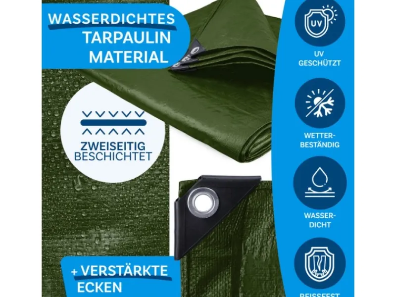 Karat Pool Abdeckung|Abdeckplane Wasserdichte Plane mit Ösen Schutzplane 140 g/m² 6 x 8 m