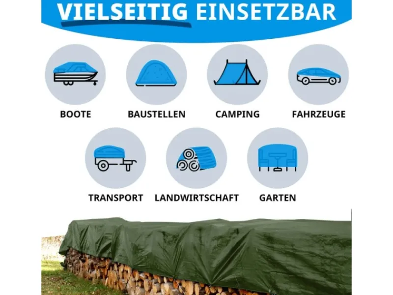 Karat Pool Abdeckung|Abdeckplane Wasserdichte Plane mit Ösen Schutzplane 140 g/m² 6 x 8 m