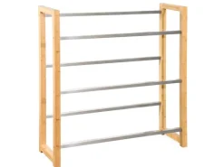 Karat Sportgeräte|Bambus-Flaschenkastenständer Flash - Robustes Lagerregal für Büro, Küche, Garage oder Flur - 112 x 106 x 32 cm