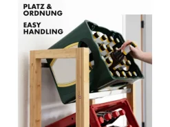 Karat Sportgeräte|Bambus-Flaschenkastenständer Flash - Robustes Lagerregal für Büro, Küche, Garage oder Flur - 112 x 106 x 32 cm