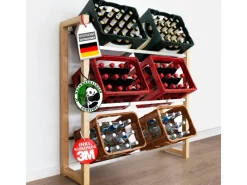 Karat Sportgeräte|Bambus-Flaschenkastenständer Flash - Robustes Lagerregal für Büro, Küche, Garage oder Flur - 112 x 106 x 32 cm