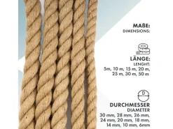 Karat Gartenspielgeräte|Juteseil Ø 14 mm Kletterseil Extra Stark Universell Einsetzbar Länge 5 Meter