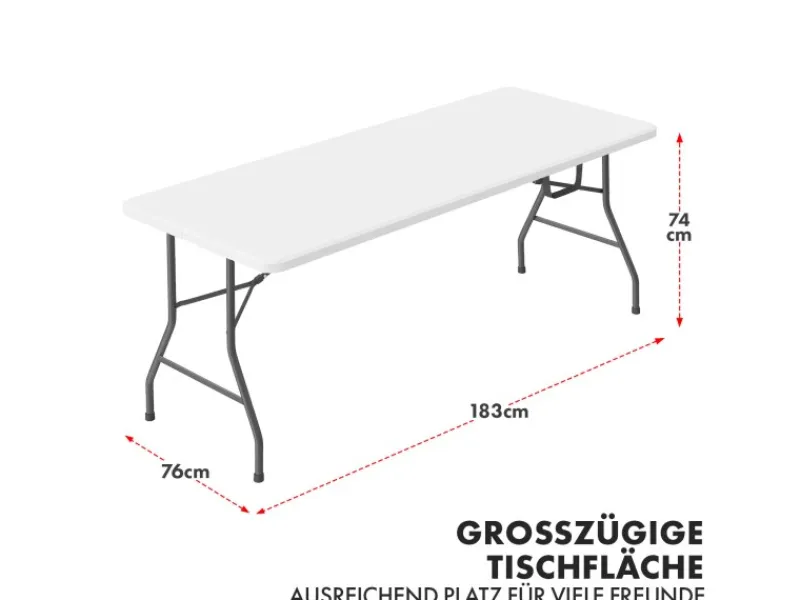 Klapptisch Gartentisch Akita Strapazierfähig Wetterfest 183 x 76 cm*Karat Online