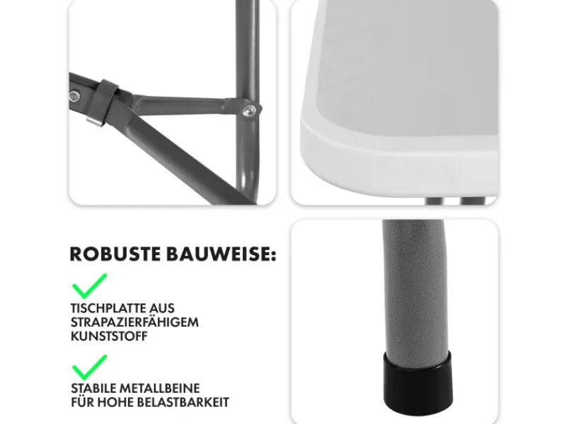 Klapptisch Gartentisch Akita Strapazierfähig Wetterfest 183 x 76 cm*Karat Online