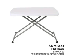 Karat Gartentische|Klapptisch Nara Platzsparend Höhenverstellbar Wetterfest 75,5 x 49 cm