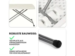 Karat Gartentische|Klapptisch Nara Platzsparend Höhenverstellbar Wetterfest 75,5 x 49 cm