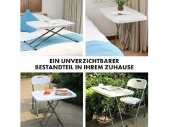 Karat Gartentische|Klapptisch Nara Platzsparend Höhenverstellbar Wetterfest 75,5 x 49 cm