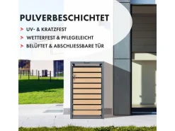 Mülltonnenbox Johan Edelstahlrahmen und Holzdekor 68 x 80 x 116 cm 1 Tür*Karat