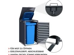 Mülltonnenbox Johan Edelstahlrahmen und Holzdekor 68 x 80 x 116 cm 1 Tür*Karat