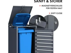 Mülltonnenbox Johan Edelstahlrahmen und Holzdekor 68 x 80 x 116 cm 1 Tür*Karat