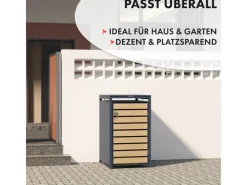Mülltonnenbox Johan Edelstahlrahmen und Holzdekor 68 x 80 x 116 cm 1 Tür*Karat