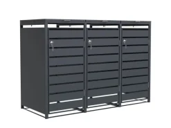 Karat Weitere Ordnungssysteme Für Den Garten|Mülltonnenboxen|Mülltonnenbox Magnus mit Edelstahlrahmen 198,5 x 80 x 116 cm 3 Türen