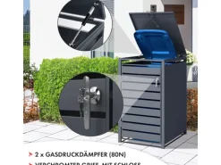 Mülltonnenbox Magnus mit Edelstahlrahmen 68 x 80 x 116 cm 1 Tür*Karat New