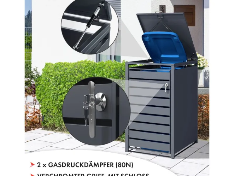 Mülltonnenbox Magnus mit Edelstahlrahmen 68 x 80 x 116 cm 1 Tür*Karat New