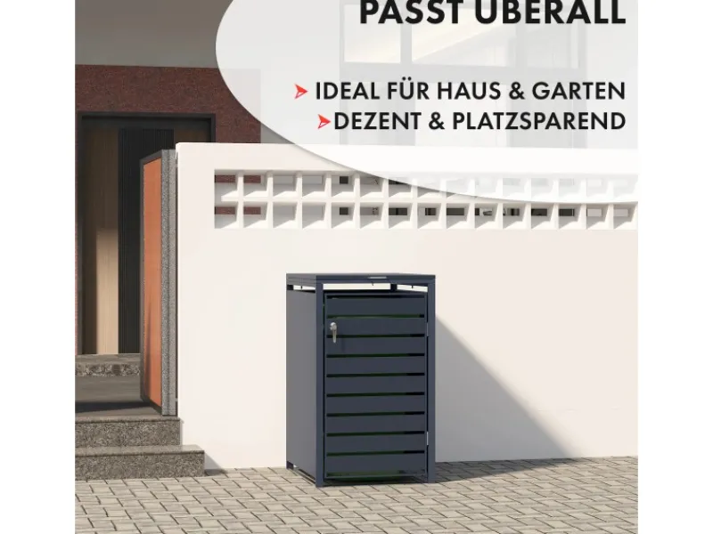 Mülltonnenbox Magnus mit Edelstahlrahmen 68 x 80 x 116 cm 1 Tür*Karat New