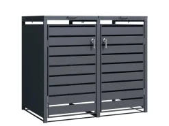 Mülltonnenbox Magnus mit Edelstahlrahmen 132 x 80 x 116 cm 2 Türen*Karat Outlet