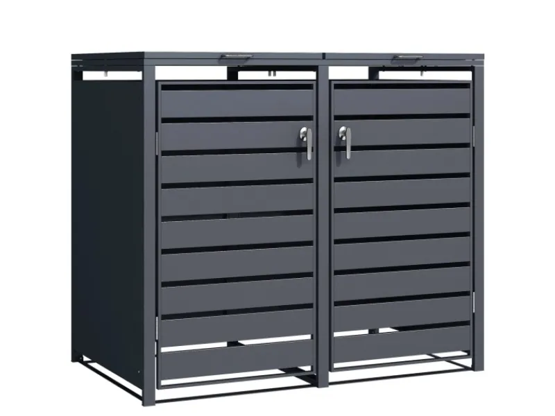 Mülltonnenbox Magnus mit Edelstahlrahmen 132 x 80 x 116 cm 2 Türen*Karat Outlet