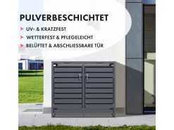 Mülltonnenbox Magnus mit Edelstahlrahmen 132 x 80 x 116 cm 2 Türen*Karat Outlet