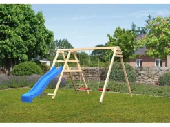 Doppelschaukel Felix mit Klettergerüst & Rutsche*Karibu Hot