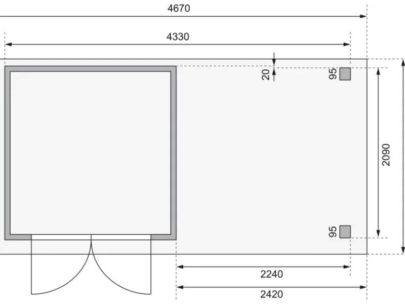 Kinder Karibu Kinder-Gartengeräte|Express Gartenhaus Speedy A Set Naturbelassen 433 cm x 217 cm Anbaudach
