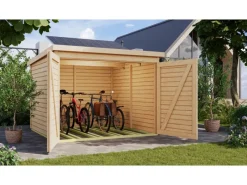 Fahrradgarage 4 m. Solarkit Naturbelassen 167 x 209 x 212 cm*Karibu Clearance