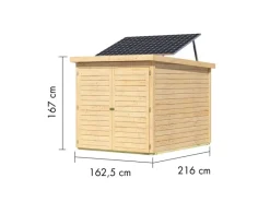Fahrradgarage 3 m. Solarkit Naturbelassen 167 x 159 x 212 cm*Karibu