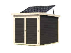 Fahrradgarage 3 m. Solarkit Terragrau 167 x 159 x 212 cm*Karibu Sale