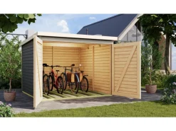 Karibu Fahrradboxen|Fahrradgarage Terragrau 167 x 209 x 212 cm