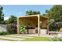 Karibu Pavillons|Fyrkant Pavillon Naturbelassen 320 cm x 320 cm