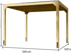 Karibu Pavillons|Fyrkant Pavillon Naturbelassen 320 cm x 320 cm