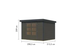Kinder Karibu Kinder-Gartengeräte|Gartenhaus Diego 4 B Terragrau/Anthrazit 209 x 298 x 213 cm