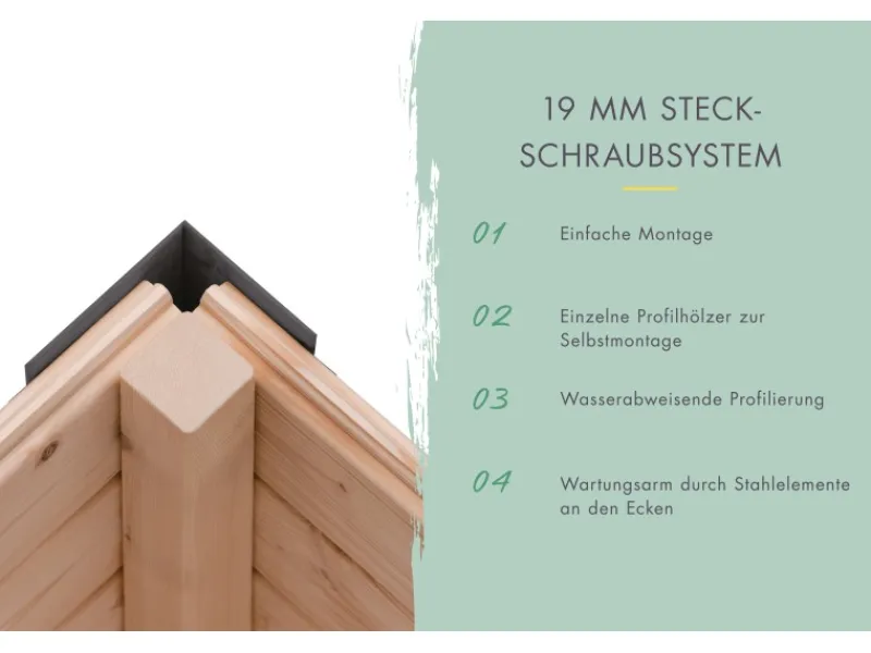 Kinder Karibu Kinder-Gartengeräte|Gartenhaus Diego 4 B Terragrau/Anthrazit 209 x 298 x 213 cm