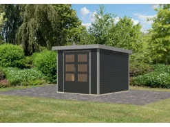 Karibu Gartenschränke|Gartenhaus Diego 3,5 C Anthrazit/Graualuminium 209 x 238 x 242 cm