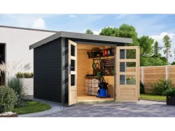 Karibu Gartenschränke|Gartenhaus Diego 3,5 C Anthrazit/Graualuminium 209 x 238 x 242 cm