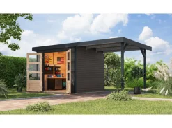 Gartenhaus Ernesto 3 B Anbaudach Terragrau/Anthrazit 209 x 238 x 213 cm*Karibu Best