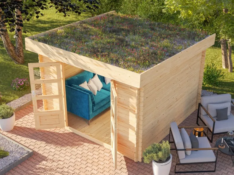 Kinder Karibu Kinder-Gartengeräte|Gartenhaus Grünberg 5 Naturbelassen 7,84 m²