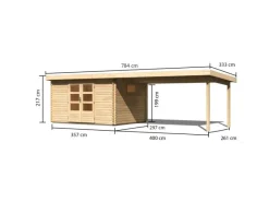 Gartenhaus Jeebel 4 m. Schleppdach 400 cm Naturbelassen*Karibu Clearance