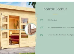 Gartenhaus Jeebel 4 m. Schleppdach 400 cm Naturbelassen*Karibu Clearance