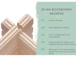 Gartenhaus Jeebel 4 m. Schleppdach 400 cm Naturbelassen*Karibu Clearance