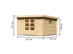 Kinder Karibu Kinder-Gartengeräte|Gartenhaus Jeebel 4 m. Tür Eco Naturbelassen 217 x 342 x 282 cm