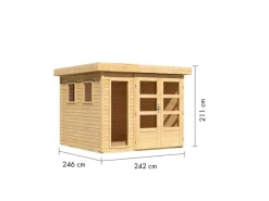 Kinder Karibu Kinder-Gartengeräte|Gartenhaus Maradi 3,5 Naturbelassen 211 x 238 x 242 cm