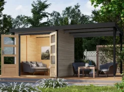 Gartenhaus Set Ernesto D Wassergrau-Anthrazit 4,45 m²*Karibu Hot