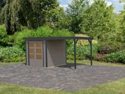 Gartenhaus Set Ernesto D Wassergrau-Anthrazit 4,45 m²*Karibu Hot