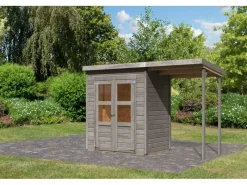 Gartenhaus Vellinge 2 m. Anbaudach Vorvergraut 219 x 178 x 122 cm*Karibu Sale