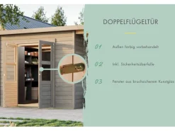 Gartenhaus Vellinge 2 m. Anbaudach Vorvergraut 219 x 178 x 122 cm*Karibu Sale